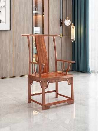 Chinese Simple Restaurant Solid Wood Wujin Dining Chair Leisure Chair 3d model