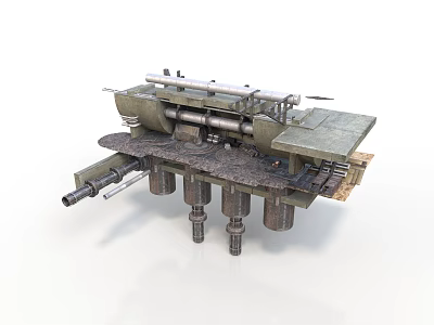 Industrial Mechanical Equipment With Metal Platform Base And Pipes 3d model