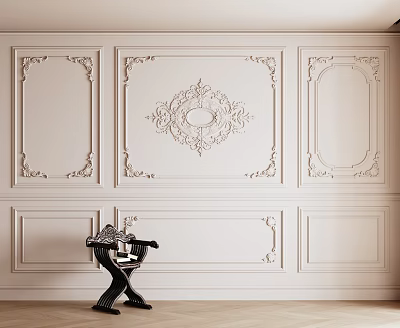 Elegant Classic Wall With Intricate Plaster Molding 3d model