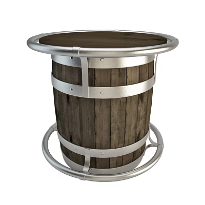 Industrial LOFT Table Wine Barrel Round Table 3d model