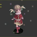 Cute Little Girl Doll with Rabbit Ears Brown Hair Red Boots and Pink Sparkles