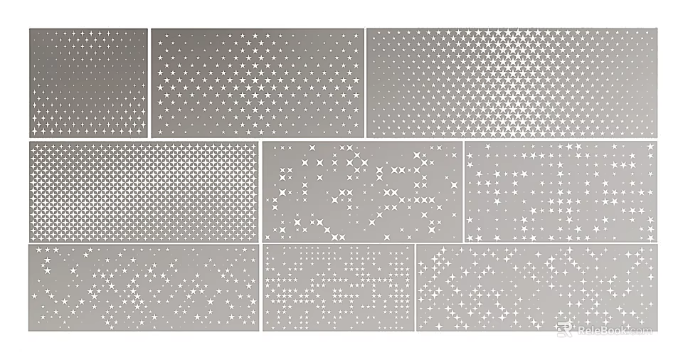 Various Abstract Dot Patterns With Different Geometric Shapes And Textures 3d model 