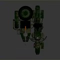 Green Camouflage Motorcycle With Sidecar Gun On Handlebars And Muddy Tires