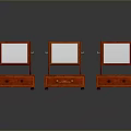 Three Vintage Red Dressers with Mirrors and Decorative Drawer Details