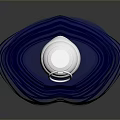 Elegant Blue Perfume Bottle With Black Stripes And Silver Cap Design