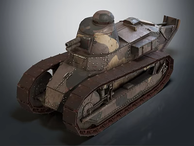 Vintage Military Tank With Camouflage Paint Metal Tracks And Rustic Design 3d model