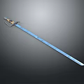 Ancient Decorative Sword With Blue Blade And Ornate Golden Handle