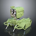 Detailed Green Robotic Character Featuring Tracked Base Metallic Arms And Sensor Head 3d model