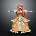 Game Movie Character With Red Hair Orange Green Dress And Outstretched Arms
