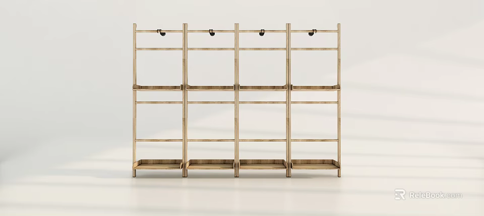 Wooden Storage Shelf Unit With Multiple Layers For Home Organization And 3d model 