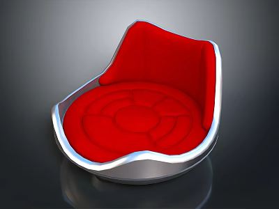 Modern Red Upholstered Chair Furniture With Stylish Silver Frame And Curved Design 3d model