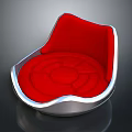 Modern Red Upholstered Chair Furniture With Stylish Silver Frame And Curved Design