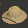 Light Colored Wide Brimmed Hat With Red Strap Daily Life Essential 3d model