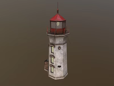 Decorative Lighthouse Furniture With Red Roof White Body Windows And Small Attached Structure 3d model
