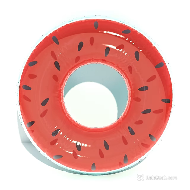 Home Decor Ornament Set With Watermelon Shaped Red Ring And Black Seeds 3d model 
