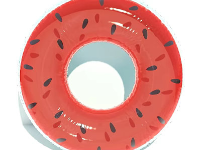 Home Decor Ornament Set With Watermelon Shaped Red Ring And Black Seeds 3d model