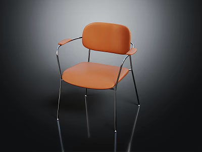 Modern Orange Chair With Metal Frame Armrests And Sleek Comfortable Seat 3d model