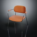 Modern Orange Chair With Metal Frame Armrests And Sleek Comfortable Seat