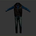 Gray Vest Blue Shirt And Jeans Displayed With Arms Outstretched On Gradient Gray Background