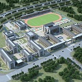 New Chinese School School Bird's Eye View 3d model