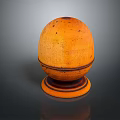 Orange Spherical Decorative Living Item With Textured Surface And Brown Base