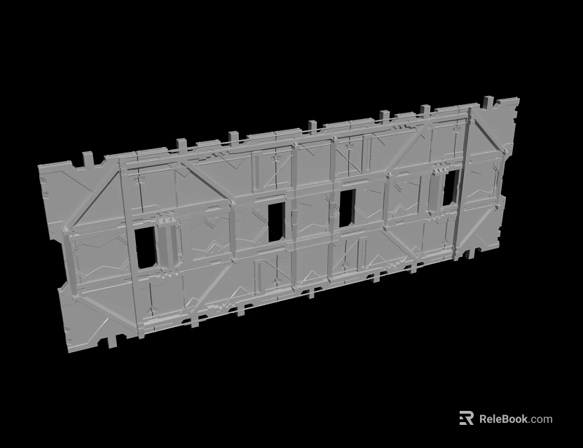 Gray Structural Component Frame With Multiple Holes And Engineering Design Details 3d model 