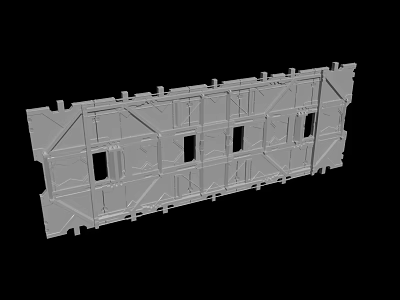 Gray Structural Component Frame With Multiple Holes And Engineering Design Details 3d model