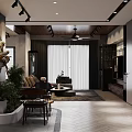 Modern Living Room Interior Design With Sofa Coffee Table Plants Pendant Lights And TV Unit