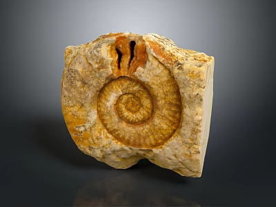 Spiral Fossil Decorative Home Piece With Brown Yellow White Textured Surface 3d model