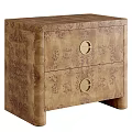 Stylish Bedside Table With Patterned Wooden Surface Two Drawers And Round Handles 3d model