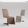 Modern Minimalist Dining Chairs In Brown And Beige With Geometric Upholstered Design