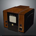 Vintage Electronic Radio With Wooden Case Black Display Panel And Control Knobs