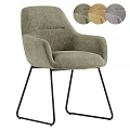 Modern Upholstered Dining Chair With Armrest And Black Metal Legs And Multiple Color Options