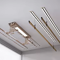 Modern Ceiling Mounted Clothes Drying Rack With LED Light And Retractable Bars 3d model