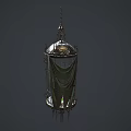 Elegant Ornamental Decor Set With Metal Birdcage Green Accents And Intricate Top Design