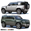 Rugged SUV Exterior Design In Silver And Green With Large Wheels And Spare Tire