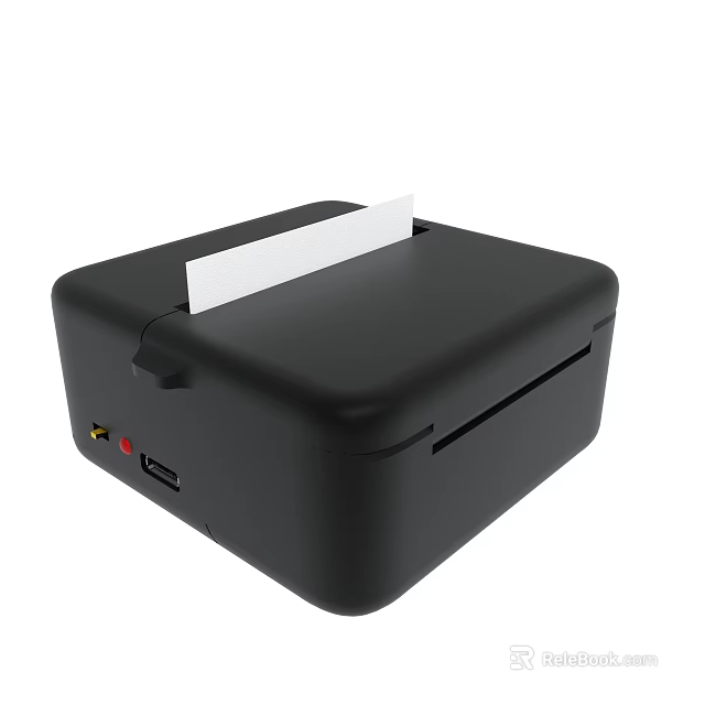 Black Compact Thermal Printer With Paper Outlet And USB Port Design 3d model