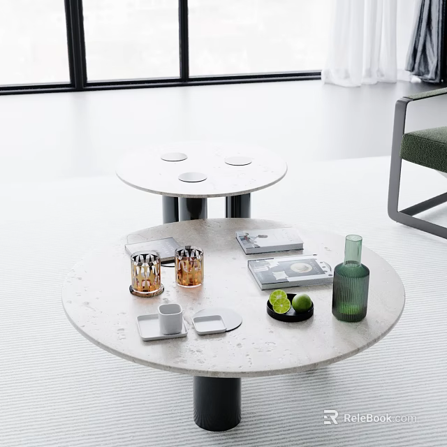 Modern Open Kitchen Interior Design With Island Counter And Appliances 3d model 