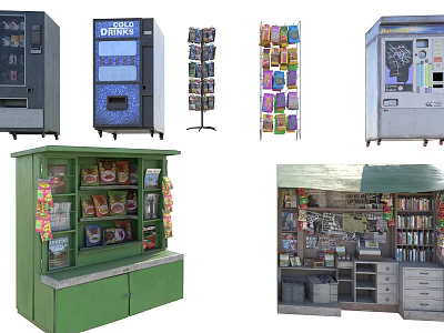 Miscellaneous Retail Equipment Display Including Vending Machines Snack Racks And Newspaper Stands 3d model