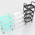 Light Blue White Black Mobile Shelving Units with Multiple Tiers and Wheels