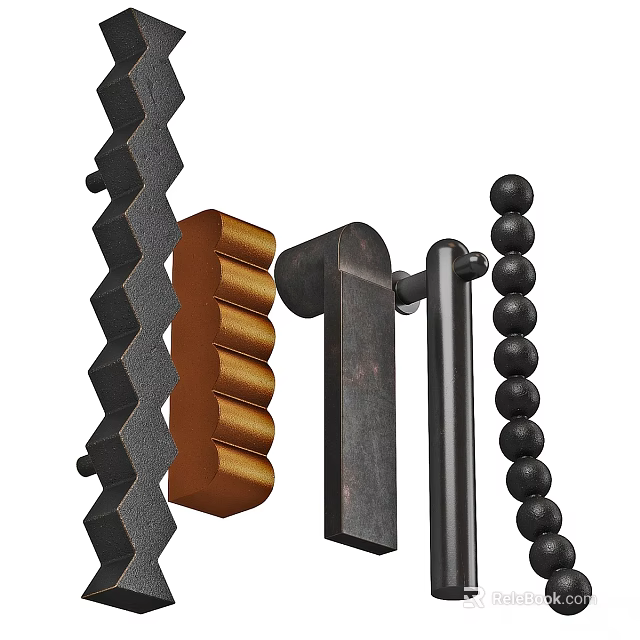 Modern Decorative Home Decor Pieces With Zigzag Grooved Cylindrical And Beaded Styles 3d model 