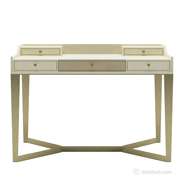 Elegant Modern Dressing Table With Light Colored Frame And Multiple Storage Drawers 3d model 
