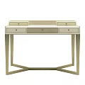 Elegant Modern Dressing Table With Light Colored Frame And Multiple Storage Drawers