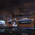 Modern Cinema Interior Design With Chandeliers Movie Posters Screen And Shiny Floor