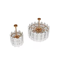 Elegant Modern Chandelier With Transparent Petal Shaped Glass And Golden Brass Frame