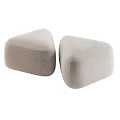 Two Beige Soft Padded Upholstered Modern Ottoman Stools For Living Room Decor
