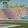 Box Cubic Gradient Hollow View Wall 3d model