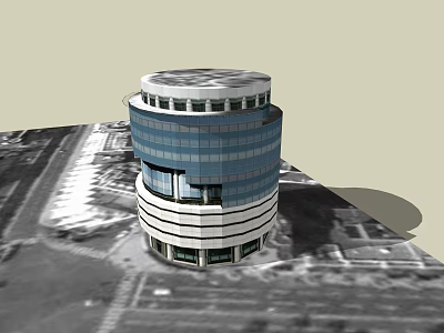 Modern Circular Hotel Building Featuring Blue Glass Exterior Multiple Floors And White Framework 3d model