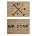 Square Coir Rugs with HOME Lettering and WELCOME Design for Entrance