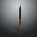 Tactical Bladed Weapon Knife With Sharp Metal Edge And Wooden Ring Handle
